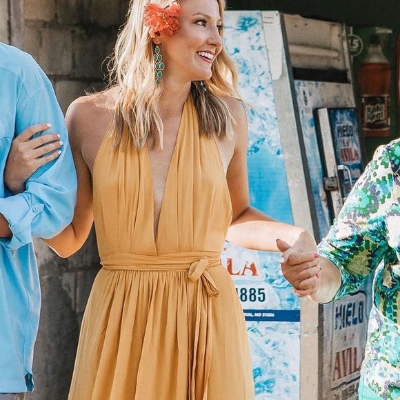 LULUS MAGICAL MOVEMENT MUSTARD YELLOW WRAP MAXI DRESS - Picture 4 of 5